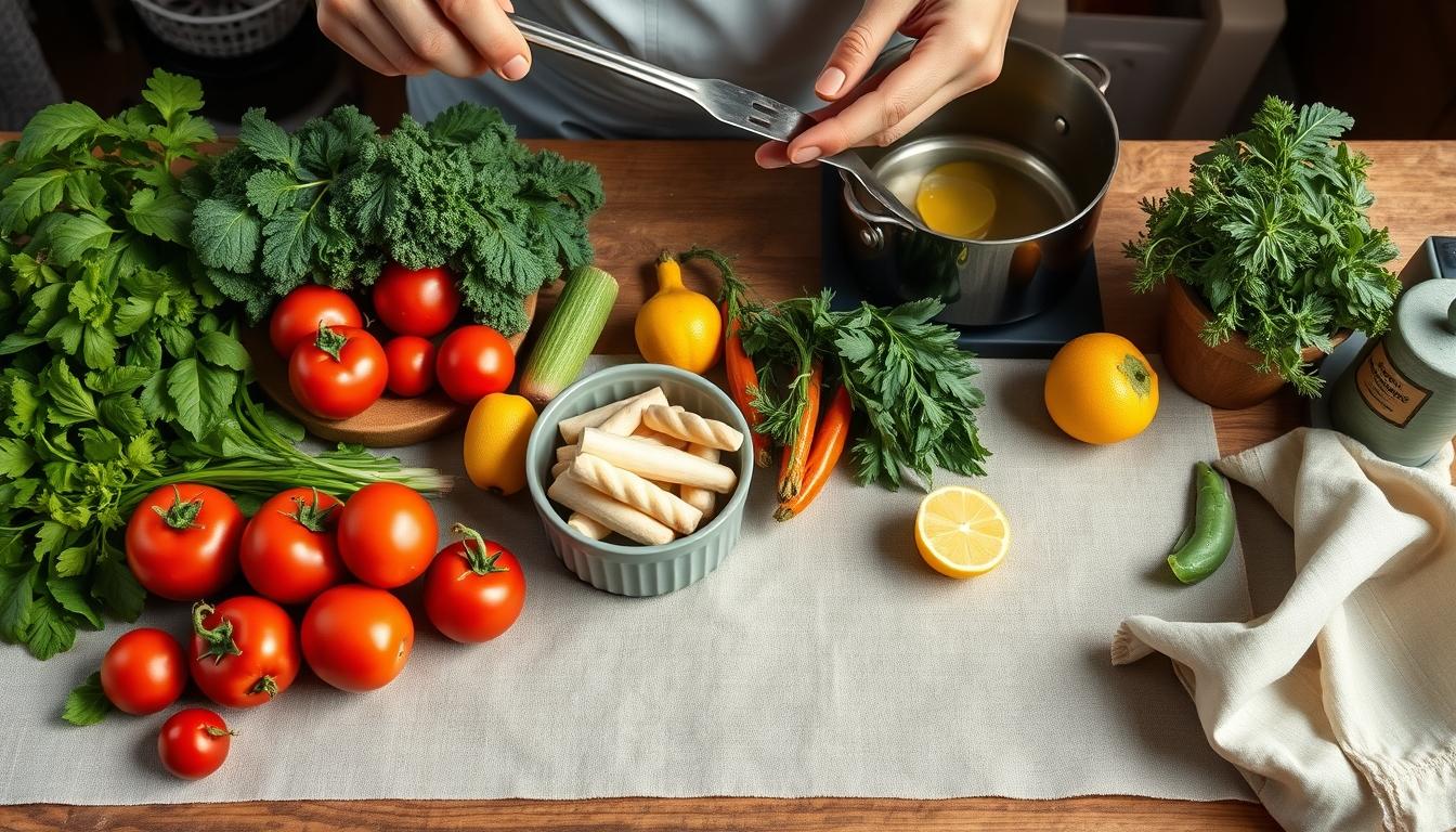 Quick weeknight dinner prepared in a home kitchen