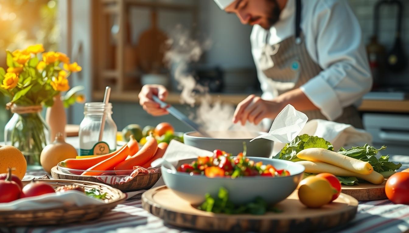 Measured baking ingredients prepared on a counter